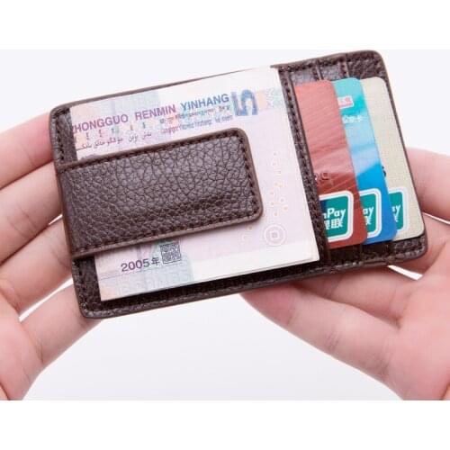 Fashion Lichee Pattern Bank Card Package Coin Bag Card Holder PU Leather Wallets with Magnet Clip Credit Card Holder Cover