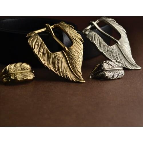 Mens Ms Solid Copper White copper Brass White copper Belt Buckle 2parts/set Solid Flower embossed DIY Handmade Leather Craft