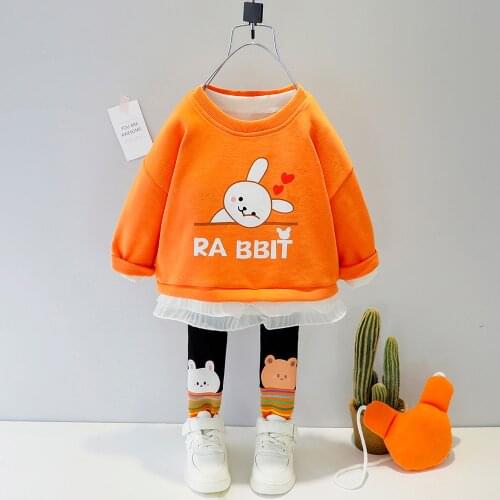 Cartoon Baby Girl Clothing Sets New Style Rabbit Kid Toddler Outdoor Wear Cartoon Duck Outwear Shirt + Pants 1 2 3 4 Years