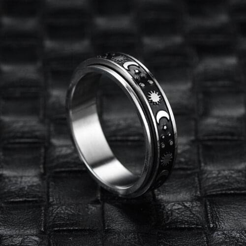 New Mens Rotatable Basic Ring Silver Stainless Steel Casual Mens Fashion Punk Rotating Gift Jewelry for Boyfriend