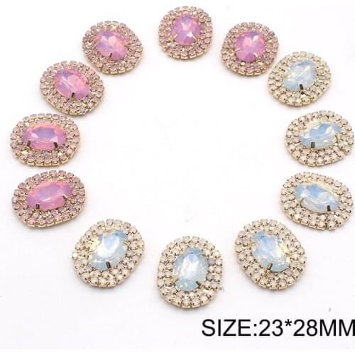 New 10Pcs/Lot 23*28mm Oval Color Rhinestones Buttons Flatback Handwork Sewing Decoration DIY Buttons Decoration Accessories