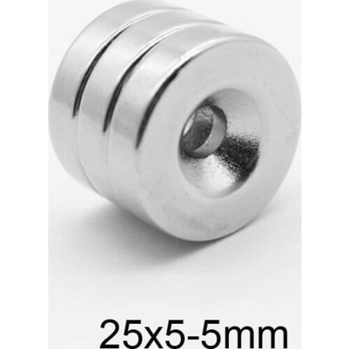 2~30PCS 25x5-5 mm Permanent NdFeB Strong Magnets 25*5 mm Hole 5mm Round Countersunk Neodymium Magnetic Magnet 25X5-5mm 25*5-5