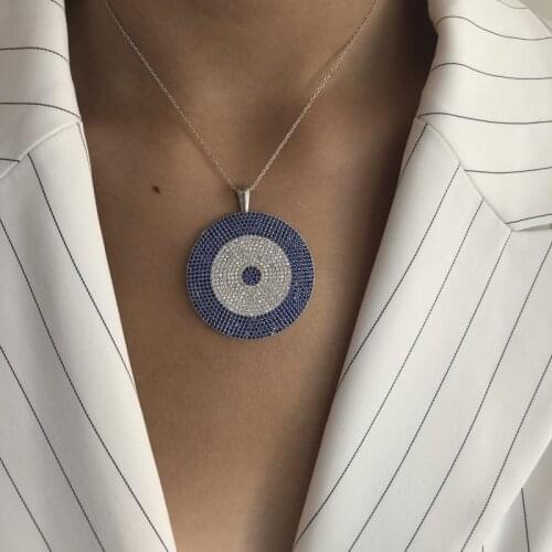 Evil Eye 925 Sterling Silver Necklace Women Girls Gift Jewelry Accessories Fashion Handmade Elegant Chain