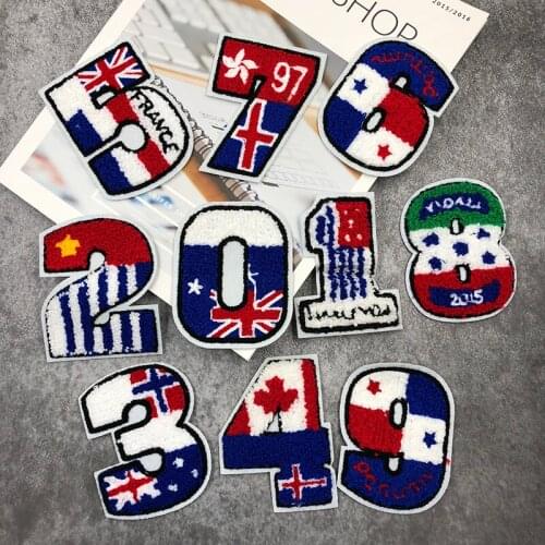 JOD Wool Number Embroidery Patch Stickers Sew on Applications Patches for Clothes Badges Clothes Sewing DIY Decorative Jacket