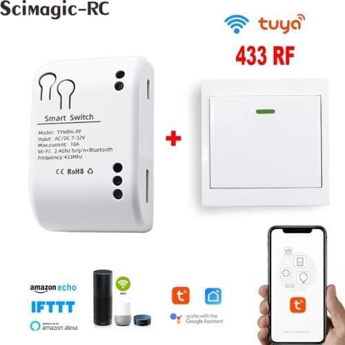 Tuya Smart switch Universal Wireless Remote Control AC/DC 7-32V 10A 1CH RF Relay Receiver Transmitter for LED/Light/fan lamp