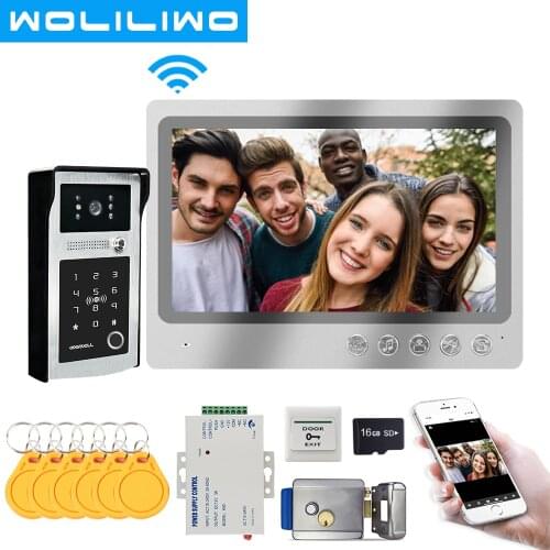 9 Inch Wifi Intercom System Video Door Phone Intercom With RFID Fingerprint Unlock Doorbell 120 Degree Wide Angle Camera