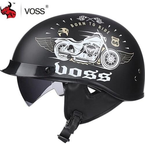 Voss Motorcycle Helmet DOT Certification Summer Retro Motorbike Riding Helmet Scooter Vintage Half Face Helmet Breathable M-XXL