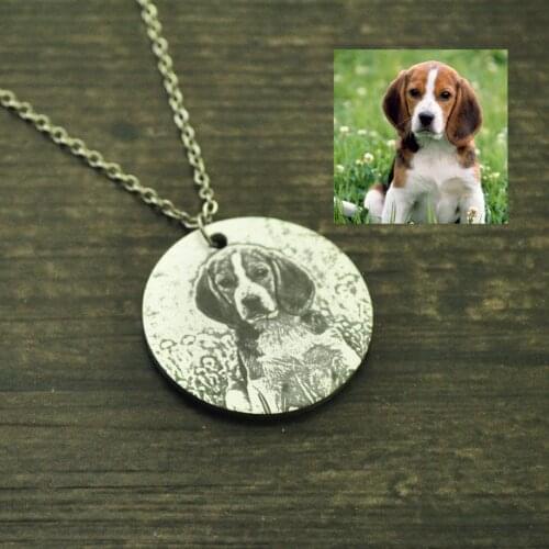Engraved Photo Necklace,Custom Picture Necklace,Your Pet Photo Necklace,Custom Dog pendant,Pet Memory gift