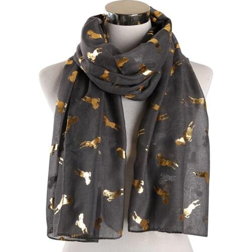 Winfox Fashion White Black Unicorn Scarf Foil Gold Horse Star Glitter Shawl Women Female Wraps Foulard
