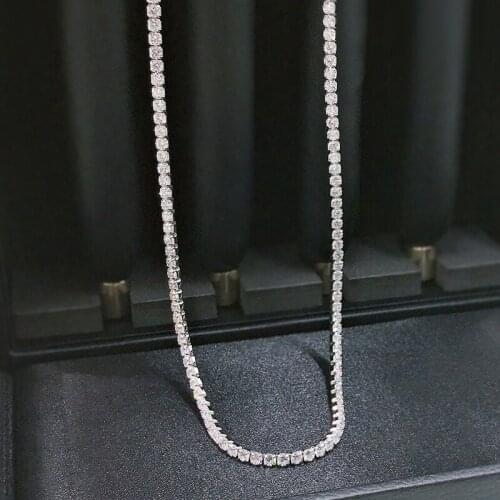 Luxury 925 Sterling Silver Covered with 3mm High Carbon Diamond Necklace for Women Valentines Day Anniversary Jewelry 2021 New