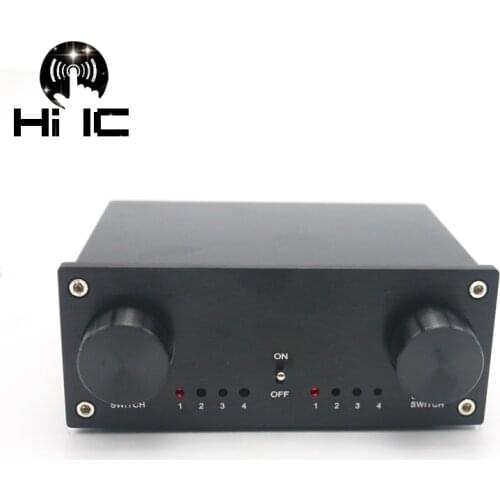 4 Port Input 4 Output Lossless Audio Signal Switcher Switch Selector Box Sound HiFi Audio Signal Splitter With RCA DC12V