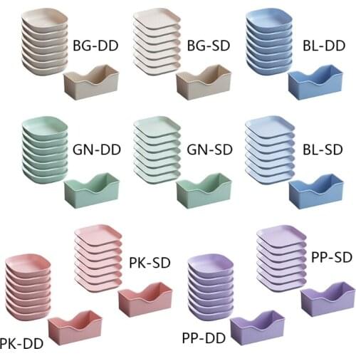 7Pcs Square Wheat Straw Plates Pasta Salad Bowls Lightweight Reusable Food Serving Party Snack Dinner Dishes Camping with