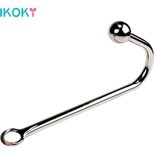 IKOKY Sex Toys for Men and Women Gay Stainless Steel Anal Hook Anal Plug Dilator Metal Butt Plug with Ball Prostate Massage
