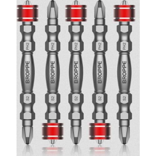 BROPPE 5Pcs 65/100mm Cross Strong Magnetic Super Drill Screwdriver Bit Non-slip S2 Alloy Steel With Magnetic Ring