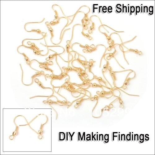 Fast Shipping 200PCS A Lot Wholesale Making Jewelry Findings 18K Yellow Gold color Hook DIY Jewelry Design Ear Wire Nice