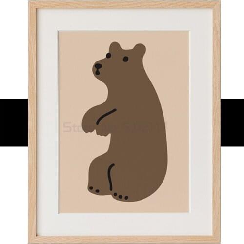 Nordic animal cartoon art decorative painting solid wood living room bedroom bedside hanging painting childrens room mural