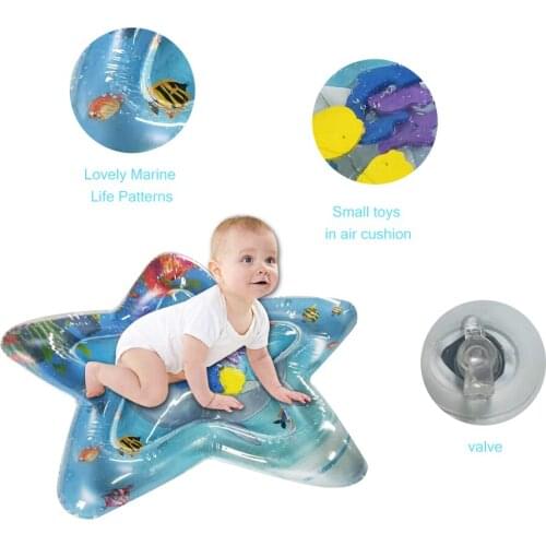 Baby Inflatable Water Play Mat Star Shaped Tummy Time Infant Fun Mat Child Development Play Center with Hand Inflator Pump