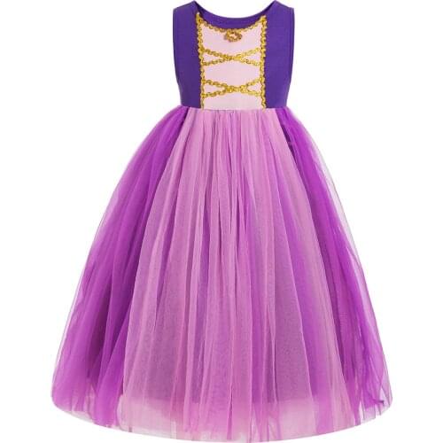 Girls Rapunzel Dress Kids Summer Tangled Fancy Princess Costume Children Disguise Birthday Carnival Gown Purple Birthday dress