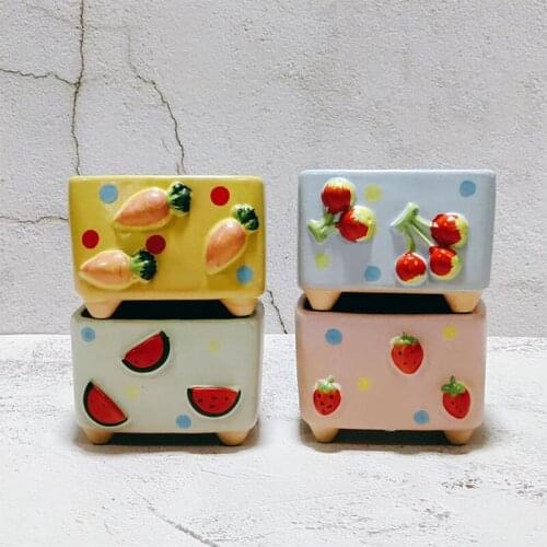 Creative Fruit Flowerpot Succulent Small Ceramic Flower Pot Table Desktop Green Planter Bonsai Pot Garden Decoration Accessories