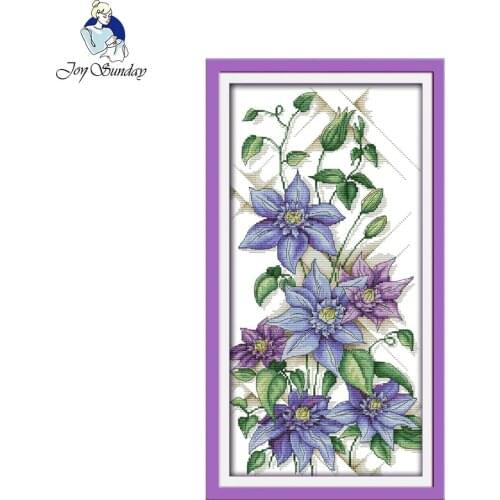 Joy Sunday floral style Purple blossoms cheap cross stitch patterns kits for needlepoint online stores
