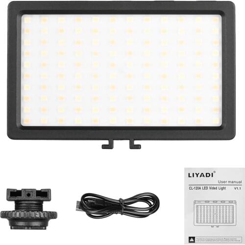 Camera LED Video Light Panel 3200K-5600K Dimmable Lamp Adjustable Brightness Flash Light with Cold Shoe Mount Photography Studio