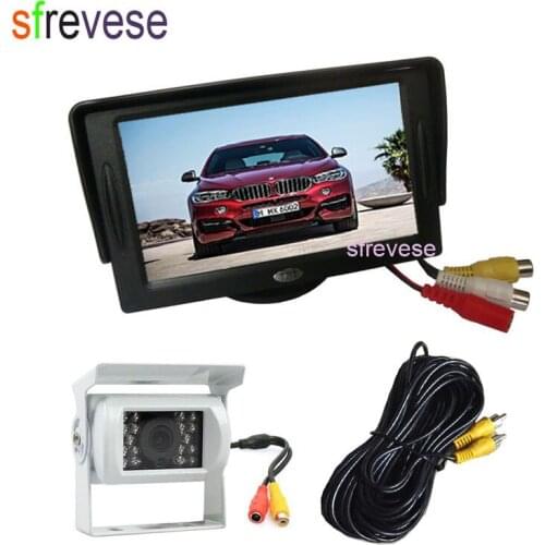 White 18 LED IR Night Vision CCD Reverse Parking Backup Camera + 4.3" LCD Monitor Car Rear View Kit 10 Cable