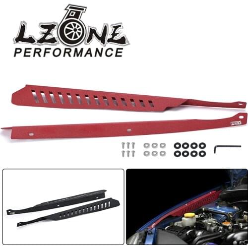 2PCS Aluminum Left Right Fender Shrouds Kit Black/Red Panel Plate Engine Bay w/ Hardware For 2008-2014 Subaru WRX & STI JR-CCR05