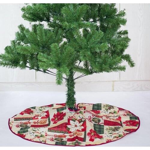 Pretty Printing Christmas Tree Skirt Flower Base Floor Mat Cover for Christmas Party Decor