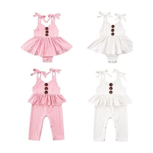 Summer Baby Girls Ruffles Rompers Newborn Baby Clothes Toddler Ruffles Sleeveless Cotton Romper Jumpsuits One-Pieces Playsuit