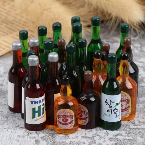 8pcs Mini Wine Bottles Model Dollhouse Miniature 1:12 for Doll House Furniture Toys Decoration