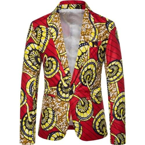 African Floral Printed Men Blazer Slim Fit Singer Stage Mens Suit Coat Fashion Prom Jacket for Men Summer Men Suit Blazers 2020