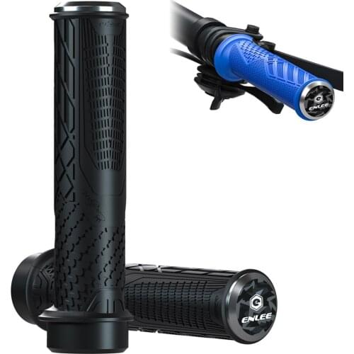 ENLEE Non-slip Bicycle Grips Aluminum Alloy+Rubber MTB Road Bike Parts Double End Lockable Cycling Bike Handlebar Grips