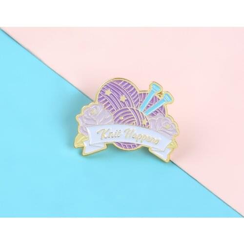 New enamel cartoon knitted wool ball brooch womens mother creative metal handbag badge clothes lapel backpack jewelry gift