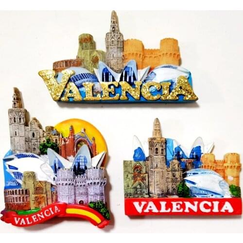 Handmade Painted Spain Valencia 3D Resin Fridge Magnets Tourism Souvenirs Refrigerator Magnetic Stickers Gift