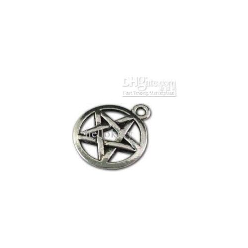 Whole Sales 300pcs Tibetan silver Metal Star circle Charm Penadants A11172