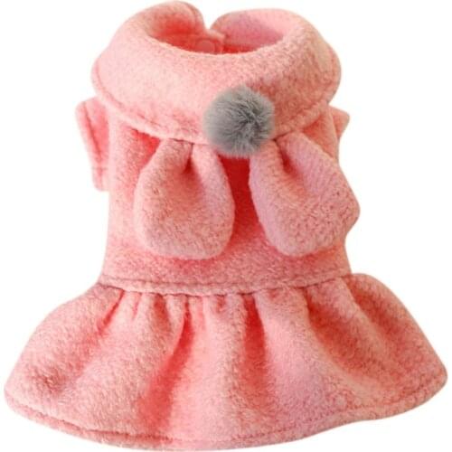 Autumn Winter Dog Cat Dress Cute Bunny Pattern Pet Princess Dress For Chihuahua Pug Warm Pet Puppy Dog Skirt Pet Outfits
