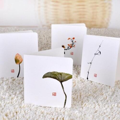 Simple classical Christmas New Year greetings Universal cards Chinese style fresh folding cards LX8506