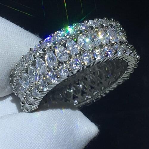Luxury Finger ring Silver color 5A Sona Cz Engagement wedding band rings for women Bridal Jewelry