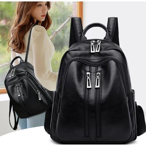 Fashion Simple Womens PU Backpack Shoulder Bag Backpack Academy Bagpack Girl Large Capacity Schoolbag Student Casual Travel Bag