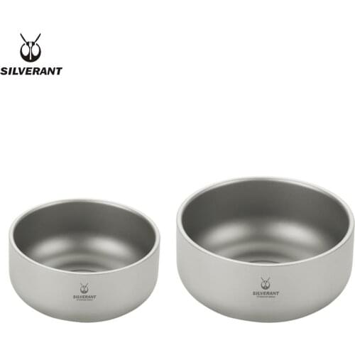 Silverant Titanium Double Wall Bowl Ultralight Salad Food Container Tableware With Mesh Bag For Picnics Camping Hiking Backpacke