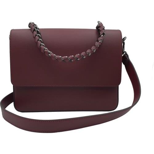 Womens cross body bag Messina, genuine leather, Italy, leather belt, chain handle, small