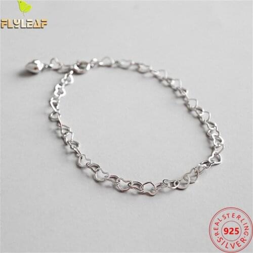 Flyleaf 925 Sterling Silver Bracelets For Women Hollow Hearts Shape Wedding Simple Fashion Fine Jewelry Bracelets & Bangles