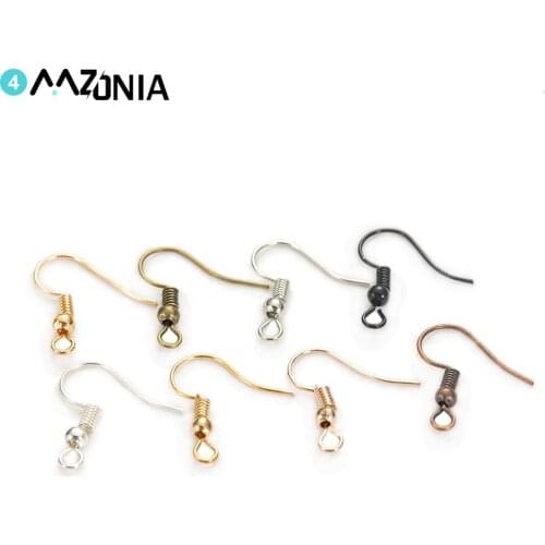 20 50pcs/lot Gold Stainless Steel Earring Hooks Fish Hypoallergenic Earwire Earrings Clasps 20x17mm For Jewelry Makiing