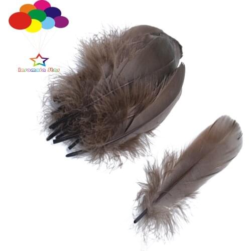 100pcs Beautiful Dyed dark coffee 100% Natural Soft Goose Feather 15-20cm/6-8inch for Carnival Diy Party Costume Mask Headress