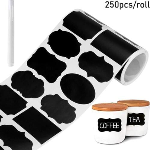 250pcs/roll Waterproof Blackboard Labels Stickers Chalkboard Kitchen Spice Label Stickers Home Jars Bottles Tags With Marker Pen