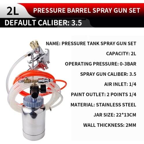 2L Water-in-water Colorful Paint Spray Gun Pressure Stainless Steel Bucket Paint Latex Paint Marble Pneumatic Spraying Machine