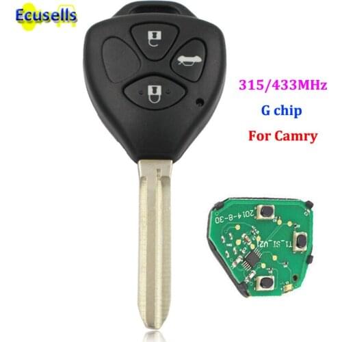 3 Buttons Remote Key fob 315MHz 433MHz with G Chip inside for Toyota Camry toy43 uncut key