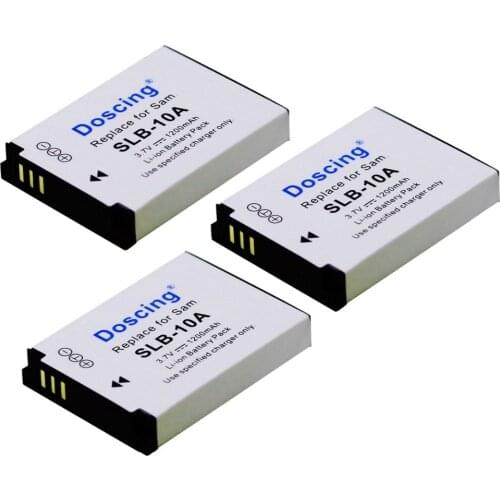 3pcs SLB-10A SLB 10A SLB10A Camera Battery For Samsung SL102 SL202 SL420 SL620 SL820 HZ10W HZ15W ES55 L100 L110 L200 L210 L310W