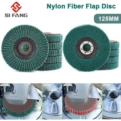 5 inch 125mmX23mm Nylon Fiber Flap Polishing Wheel Disc 120/180 Grit For Angle Grinder For Wood Metal Buffing