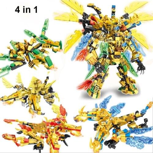 New 727Pcs Dragon Digital Ninja 4 IN 1 Arcade Model Building Blocks Bricks Toy Christmas Gift For Children brinquedos